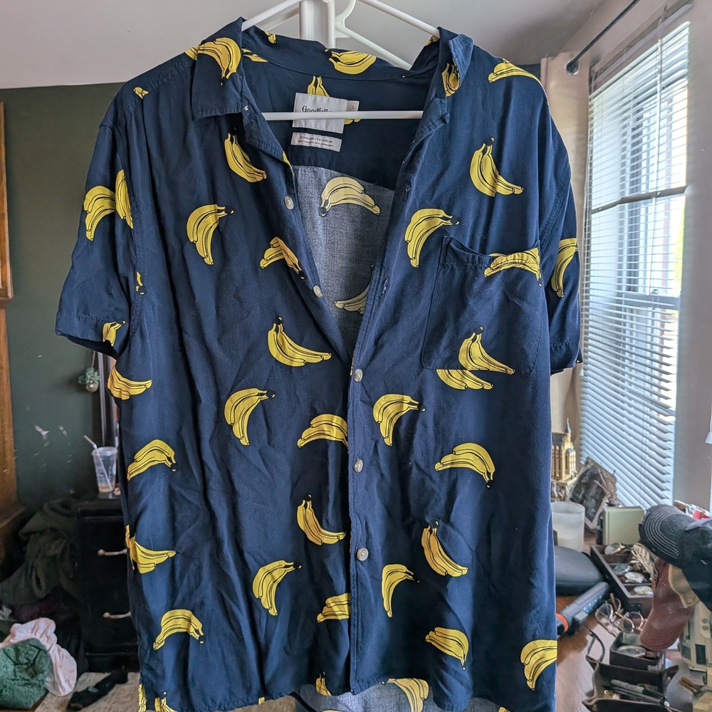 Goodfellow & Co Banana Print Navy Shirt